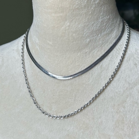 Euro Collection Silver Layered Necklace - Picture 1 of 6